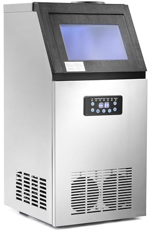 CO-Z Macchina Ghiaccio 73kg/24h, 45 Cubetti in 10-20 Minuti Fabbricatore Ghiaccio Autopulente, Macchina per Cubetti di Ghiaccio in Acciaio Inossidabile con Schermo LCD per Casa Ufficio Bar Ristorante