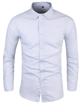 Générique Chemise Homme Manches Longues Chemises Regular Fit Chemisier Couleur Unie Chemisette de Travail Tee Shirt Minimaliste Tshirt Respirant Hauts Leger Habit Basique Vetement Blanc M