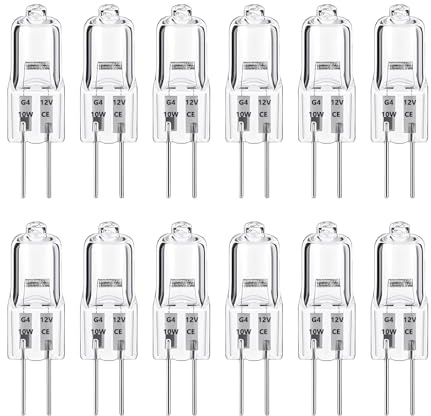 HstiaLving 12 st halogene G4 glödlampor, varmvit glödlampa 12 V 10 W halogenstift ba klar kapsellampa för köksfläkt kök vardagsrum sovrum skåpbelysning och så vidare