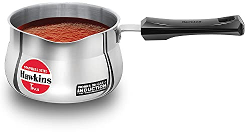 Hawkins Tpan, Stainless Steel Tea Pan, Induction Sauce Pan, Chai Pan, Saucepan, Silver SST15 1.5 Litre