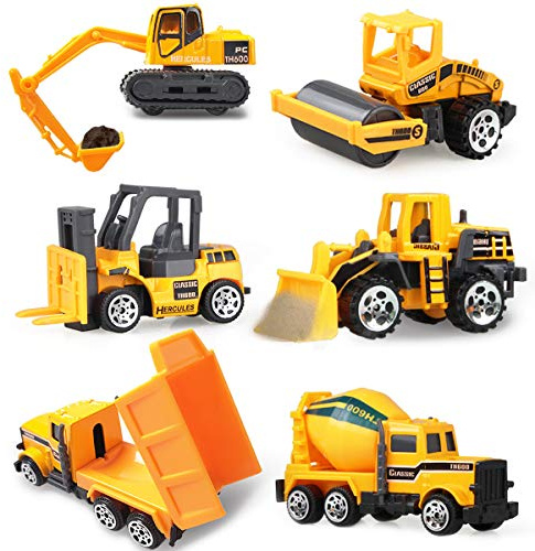 Coolplay Mini Construction Vehicles Kids Little Truck Cars Toy Pack Roller Bulldozers Forklift Excavator Asphalt Car Dump Set for Kids