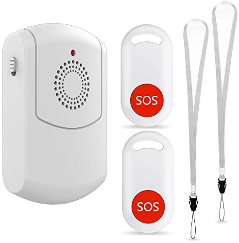 Wireless Personal Caregiver Pager Nurse Alert Call Button System Portable Vibration Pager (Include Belt Clip) for Home Patients Elderly School 52 Ring Tones Receiver & Emergency Transmitter
