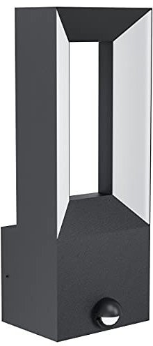 EGLO LED Außen Wandlampe Riforano, Außenleuchte mit Bewegungsmelder, Dämmerungssensor, Wandleuchte aus Aluminium-Guss in Schwarz und Kunststoff in Weiß, LED Außenlampe warmweiß, IP44