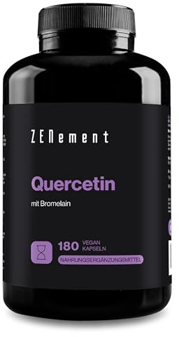 Quercetin 500mg, 180 vegane Kapseln für 6 Monate Vorrat | Natürlich aus japanischem Schnurbaum-Blütenextrakt |100% Vegan & Ohne Zusätze | Zenement