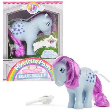 Basic Fun My Little Pony 40th Anniversary Original Ponies - Blue Belle, Retro-Pferdespielzeug, Vintage-Edition, Sammelspielzeug für Kinder ab 3 Jahren