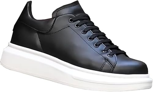 Solaress 547 - Zapatillas de Hombre, Piel, Sneaker Casual, Negro B, 44 EU