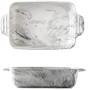 Ceramics Baking Dishes,ceramic dishes,bakeware,Ceramic Baking Dish Porcelain Bakeware Ceramic Oven Dish Ceramic Baking Tray Non-Stick Pie Plate Lasagna Pans, Marble Texture, Set of 2,12inch ( Size : 1