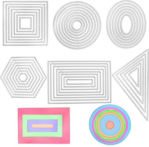 6 Pcs Cutting Dies Stencil Metal Set, SENHAI Different Shapes Dies Cuts Polygon Embossing Tools for Card Making Supplies Album Scrapbooking