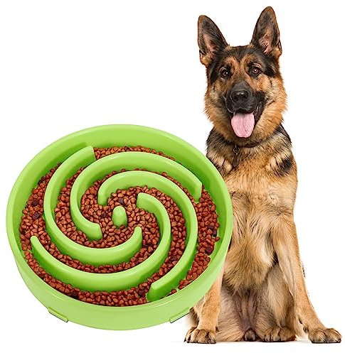Ciotola per cani con alimentazione lenta, anti-imbracatura, ciotola interattiva, ciotola per cani di taglia grande, verde erba