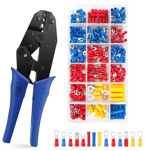 VFANDV Crimpadora Alicates de Terminales, Crimpadora Terminales Alicates 1.5-6 mm², 300 Pcs Crimpadora Alicates de Terminales con Conectores Cable, para Bricolaje y Industrial Eléctricos (HS-30J)