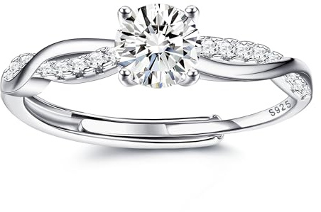 KRFY 925 Sterling Silver Rings for Women Engagement Ring Adjustable Cubic Zirconia Wedding Rings Women Promise Eternity Diamond Infinity Thumb Ring Anniversary Jewellery Gift with Box