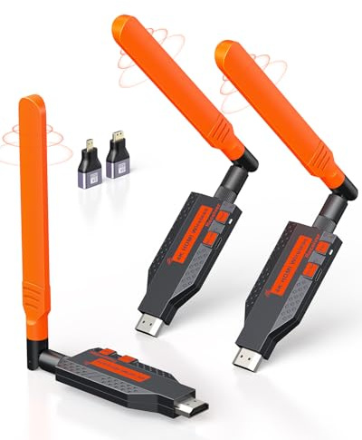 Coolpie 2026 Upgraded Wireless HDMI Transmitter and 2 Receiver, 4K Decode 1080P HD Output, 350FT/100M Long Range, 5.8G Stable Connection Plug & Play Low Lag for Multiple TV/Monitor/Projector