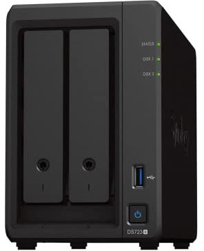 Synology DS723+ 2-Bay Diskstation NAS (AMD Ryzen™ 4 Threads R1600 Dual-Core 2GB Ram 2xRJ-45 1GbE LAN-Port), 8TB Bundle mit 2X HAT3300-4T