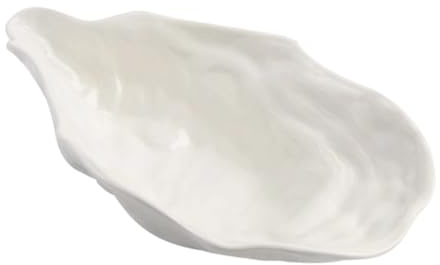 UKCOCO Plato de Cerámica Mejora la Experiencia Gastronómica Blanco Forma de Ostra, Diseño Único E Irregular, Adecuado para Reuniones y Hogares