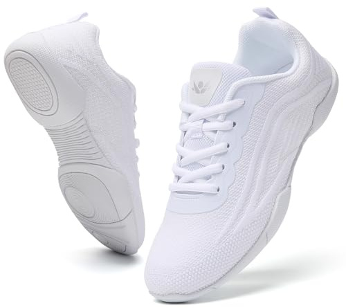 Chaussures de Danse Femme Anti-Dérapantes Légères - pour Jazz, Yoga, Entraînement & Cheerleading | Semelle Souple avec Lacets Confortables White 41