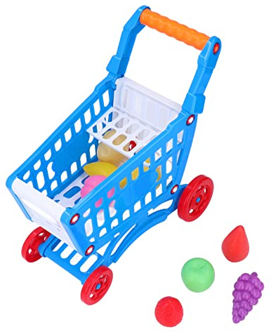 Jelquix Educational Kids Shopping Cart Set Interactive Toddler Shopping Cart Toy for Learning Development Ideal for Children Simulation Toys (Blue)