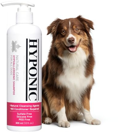 HYPONIC Hypoallergenes Erstklassige Hundeshampoo (alle Rassen, 10,1 oz) – desodorierend, gut riechend, empfindliche Haut, entwirrendes Baumwollblüte Rosa