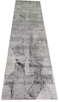 Teppich-Traum Abstrakter Vorleger Garderobe Diele | Läufer mit dezentem Design in grau Creme, Größe 80 x 300 cm