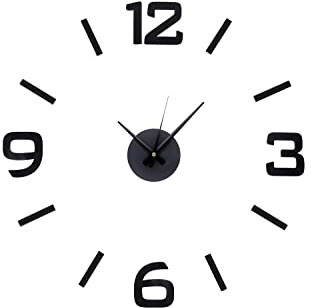 MPM Quality DIY Black Wall Clock - DIY 3D Wanduhr, Modern Design Eva Material Wanduhren, Wandtattoo Dekoration fürs Wohnzimmer Kinderzimmer (Schwarz)