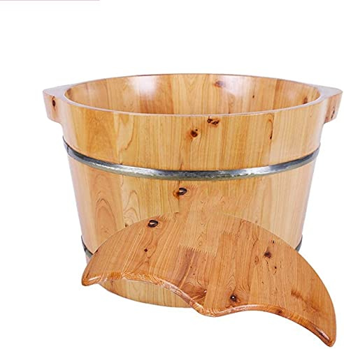 Foot Tub Wooden Foot Basin Solid wood foot bath barrel, household high-deep barrel wood over the calf, solid wood footbath small wooden barrel foot Bath Wooden Bucket Foot Spa Household Wash Ba