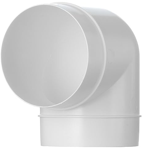 Steinberg14 White Ø 125mm / 5inch 90 Degree Elbow PVC Connector for Ventilation System, Round Ducting Pipe Connector