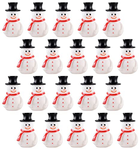 Toyvian 20Pcs Mini Snowman Figurines - Mini Resin Snowman Christmas Miniature Figurines for Dollhouse Micro Fairy Garden Decor Christmas Fillers Party Favors