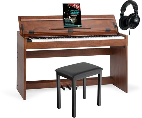 McGrey DP-18 WN E-Piano - 88 gewichtete Tasten mit Hammermechanik und Anschlagdynamik - 128 Klänge - Dual- und Split-Funktion - Tastaturabdeckung - 3 Pedale - Nussbaum matt