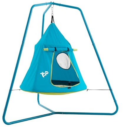 TP Toys Ufo Den & Metal Frame Mesh Den With Door And Lookout Mesh Window. Simple Tripod Frame, Small Footprint, Outdoor Garden Play For Kids - Suitable For 2+ Years
