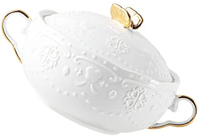 HXSCOO Cuenco for Sopa, Cuencos de cerámica, Cebolla, Olla for Servir, Asas francesas, Tazas de Postre, Ensalada, Fruta, Porcelana, guiso de Cereales, Pasta Blanca, Fideos de Huevo