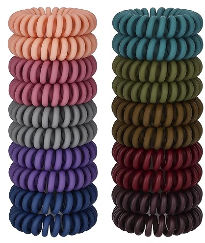 JessLab Elastici per Capelli, 20Pcs Fascette per Capelli, Cordless Telefono Senza Piega Danni, Bracciale Spirale Plastica Bobina Supporti per Coda di Cavallo, Fascia per Ragazze/Donna Regalo
