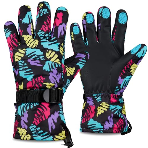 CityComfort Mens Skiing Gloves Fleece Lined Touch Screen Gloves with Zip Pocket Waterproof Windproof Snowboarding (Multicolour)