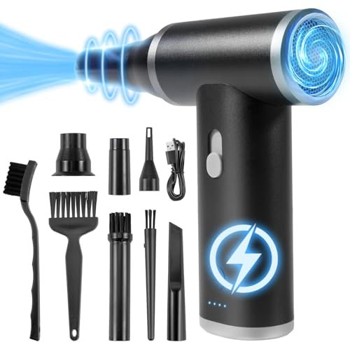 Elektrische Staubgebläse, Air Duster, 110000 RPM PC Reinigungsset, Handheld Schnurloser Luftstaub, Tragbare Druckluftkanne mit USB-Kabel und Reinigungsbürste, für Computer, Tastatur, Auto, Haustierhau