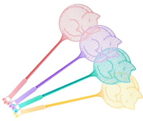 Mückensitz, Fliegenklatsche, mehrere Fliegenklatsche – Fliegenklatsche 4-teilig, Fliegenklatsche mit langem Griff, große Fliegenklatsche für drinnen und draußen