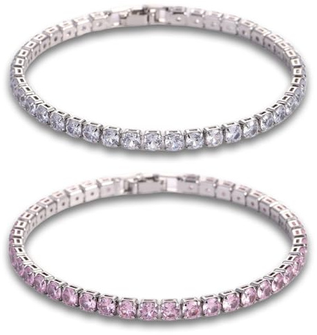 JYNXOR 2 Pezzi Set Bracciale Tennis Donna In Argento, Braccialetto Tennis Zirconi, Sparkle Zircone, Bracciali Argento Bracciali Donna, Braccialetti Diamond, Bracciale per Donne Ragazze Regalo