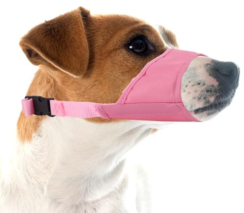 Muzzle for Small Dogs, Comfortable Adjustable Anti-Biting Muzzle Puppy Mouth Cover for Chihuahua Poodles Grooming Vet Visits Prevent Biting Chewing (Pink)