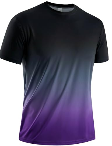 Gaiatiger Men's Running Shirt Quick Dry Sport Top Gym Athletic Top Breathable Cool Workout Shirt(T5030)-Purple-XL