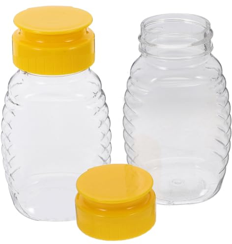 Housoutil Dosificador Miel de Plástico Transparente 108ml, 2 Piezas, Antigoteo y Rellenables, Adecuado para Cocina y Cafés, Fácil de Limpiar