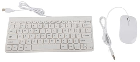 Socobeta Combinación de Teclado y Ratón con Cable USB, Teclado Ergonómico Compacto con Cable de 130 Cm para PC, Portátil, Oficina, Trabajo, Entretenimiento (Blanca)