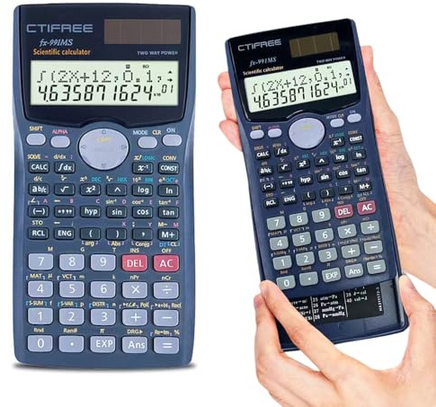 KBIBCK FX-991MS Scientific Calculator, 401 Functions Engineering Scientific Calculator with 10+2 Screen Displays, Portable Calculators, Solar and Battery for Students, Teachers, Office, Business