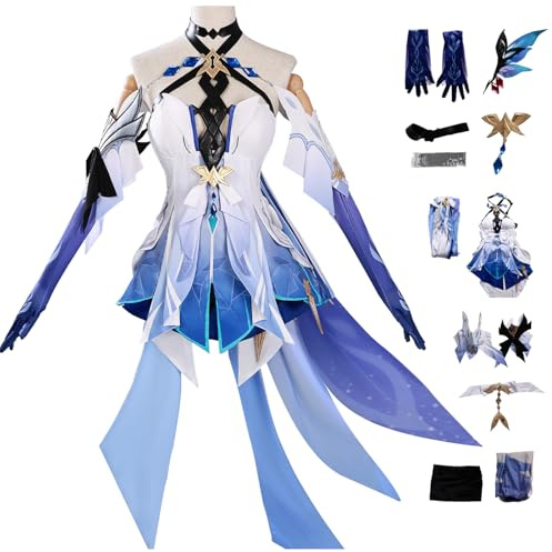 AYIMEIS Genshin Impact Skirk Cosplay Costume Complete Set avec Perruque Déguisement de Genshin Skirk Costume Personnage de Jeu Skirk Uniforme Noël Halloween Carnaval Fête Cosplay Costume