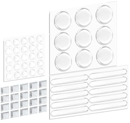 UCLEVER Lot de 99 tampons plats en silicone transparent pour meubles, autocollants antidérapants, protection de surface, pour portes, tiroirs, armoires de cuisine, murs (99)