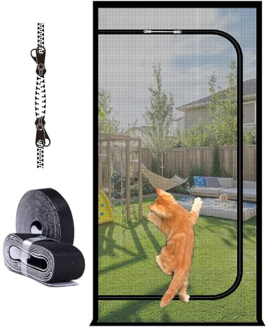 MAGICDOOR Mosquitera Puerta para Gatos Reversible 70x210cm, Negro