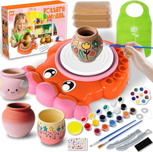 Kit Poterie Enfant avec Argile et Peinture, Kit Loisirs Créatifs Enfants 6+