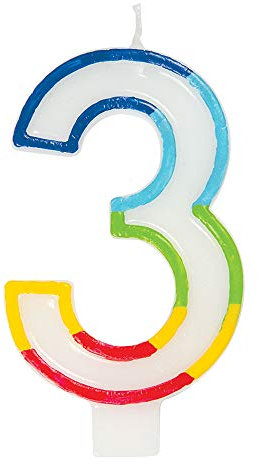 Vibrant Rainbow Border Number 3 Birthday Candle (7cm x 12cm) - Stunning Multi-Colored Party Decor - Uniquely Crafted for Celebratory Milestones - 1 Pc
