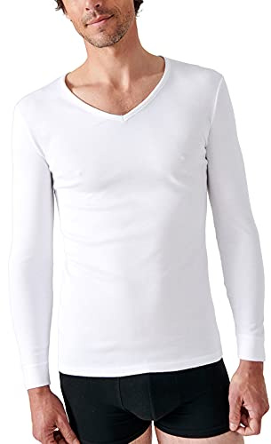 Damart Camiseta con Cuello de Pico, Punto Thermolactyl Interlock, Manga Larga Blanco S