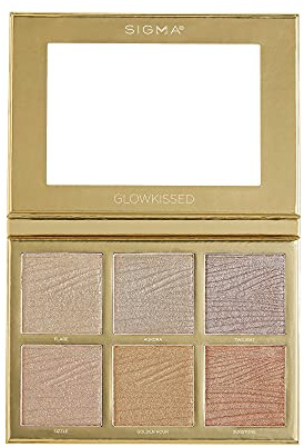 Sigma Beauty GlowKissed Highlight Palette - Highlighted Warm Tones - Golden Hour Glow Vibes - 6 Highlighter Shades, Mirror Included - Cruelty-Free, Vegan Highlighter Makeup Palette