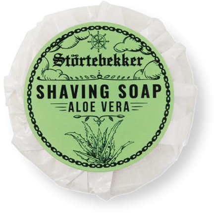 Störtebekker® Premium Rasierseife Aloe Vera 70g - Handgefertigte Seife für ergiebigen Rasierschaum - Perfekt für die Rasur mit Rasierhobel & Rasiermesser - Vegane Rasierseife Damen & Herren