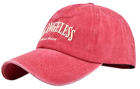 YULOONG Vintage Baseball Cap Stickerei LOS Angeles Washed Denim Trucker Cap 100% Baumwolle Sonnenhut für Männer Frauen Einstellbar Rot