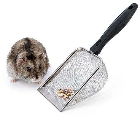 Niteangel Hamster Badesandschaufel - Edelstahl-Sandsubstrat-Schaufel mit feinem Maschengittersieb, passend für kleine Tiere Sandbad-Box (S)