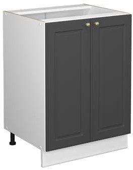 Vicco Küchenunterschrank Fame-Line, Anthrazit-Gold/Weiß, 60 cm ohne Arbeitsplatte